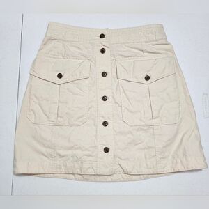 Banana Republic Cotton Linen Blend Button-Front Mini Skirt Flap Patch Cargo Pock